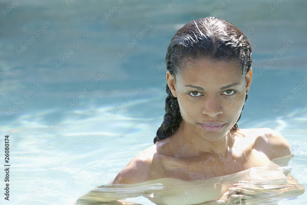 nude by the pool