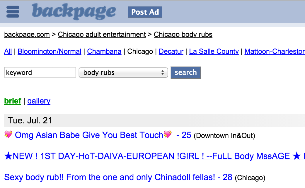 chris beavis recommends Backpage Girl